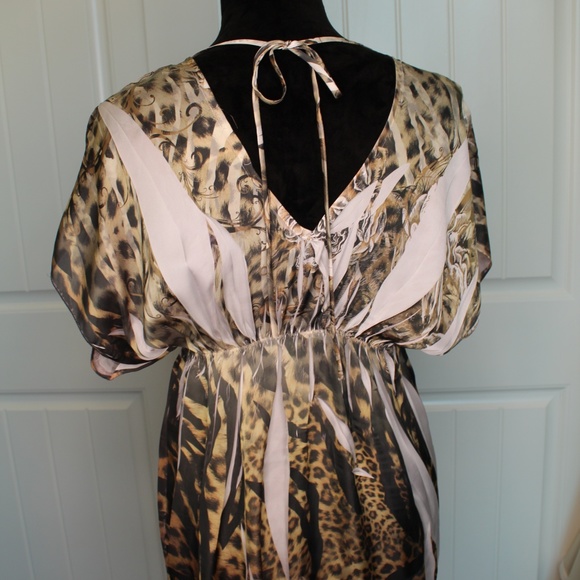 Satin Animal Print Blouse with V-Neckline - Picture 4 of 6